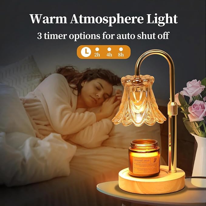 Candle Warmer Lamp with Dimmer - Electric Candle Lamp with Timer for Jar Candles Scented Candles, Plug-in Wax Warmer Lamp for