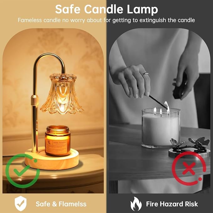 Candle Warmer Lamp with Dimmer - Electric Candle Lamp with Timer for Jar Candles Scented Candles, Plug-in Wax Warmer Lamp for