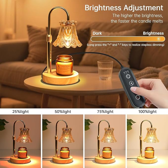 Candle Warmer Lamp with Dimmer - Electric Candle Lamp with Timer for Jar Candles Scented Candles, Plug-in Wax Warmer Lamp for
