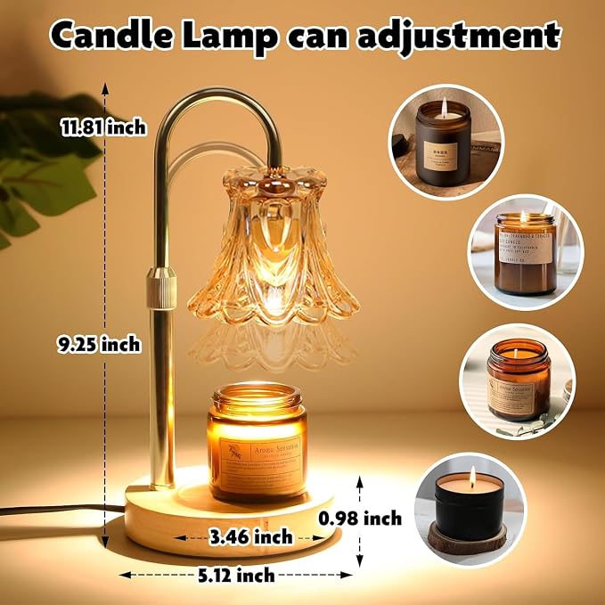 Candle Warmer Lamp with Dimmer - Electric Candle Lamp with Timer for Jar Candles Scented Candles, Plug-in Wax Warmer Lamp for