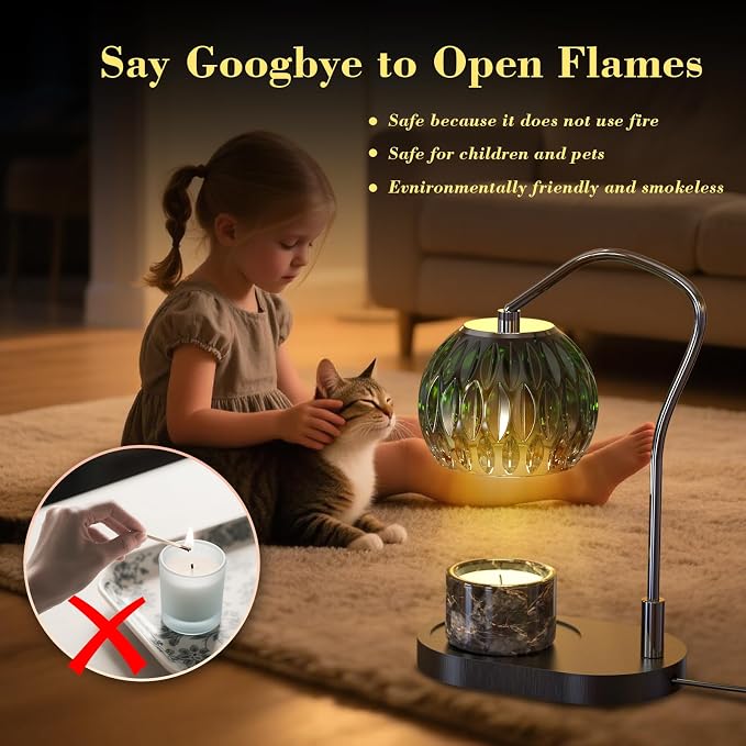 Candle Warmer Lamp with Timer & 4-Level Dimmer, Electric Wax Warmer for Jar Candles, Greener Home Decor with 2 Bulbs, Gift