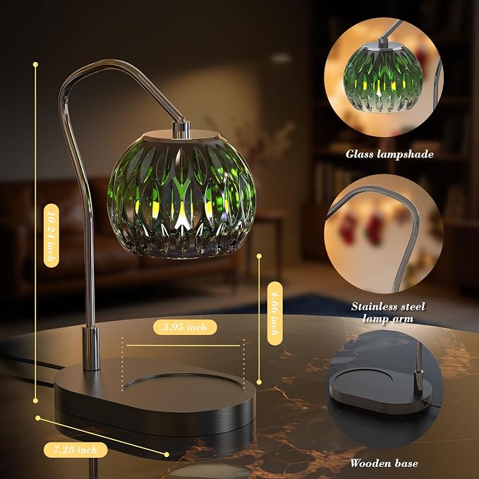 Candle Warmer Lamp with Timer & 4-Level Dimmer, Electric Wax Warmer for Jar Candles, Greener Home Decor with 2 Bulbs, Gift
