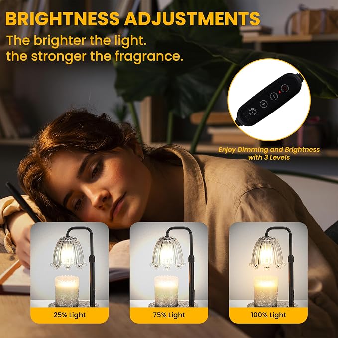 Candle Warmer Lamp with Timer - 6.3'' Dimmable Candle Lamp Warmer, Christmas Birthday Gift for Women & House Warming with