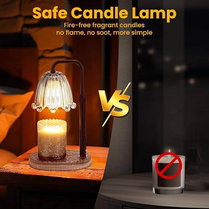 Candle Warmer Lamp with Timer - 6.3'' Dimmable Candle Lamp Warmer, Christmas Birthday Gift for Women & House Warming with