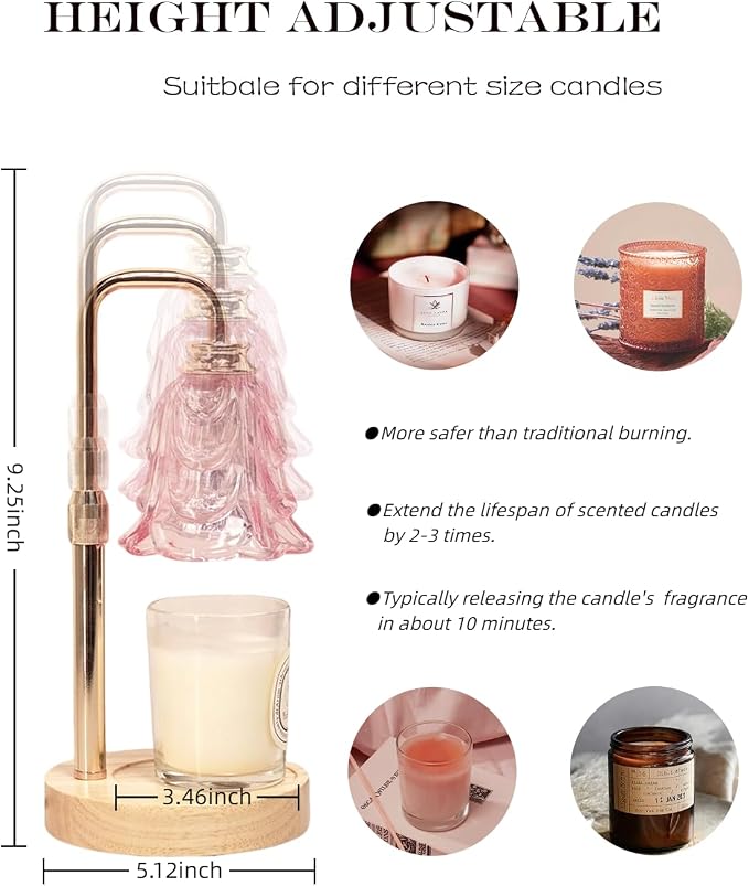 Candle Warmer Lamp with Timer, Adjustable Height and Dimmable, Birthday Christmas Gifts for Women, Mothers Day Gifts for Mom