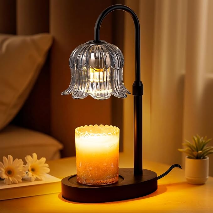 Candle Warmer Lamp with Timer: Adjustable Height Brightness Scented Candle Lamp Flameless Heating Suitable-Home Decor Living