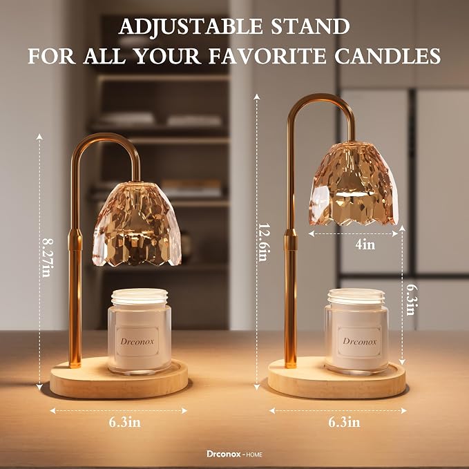 Candle Warmer Lamp with Timer, Adjustable Height & Brightness – Wax Melt Warmer for Jar Candles, Birthday Gifts for Women