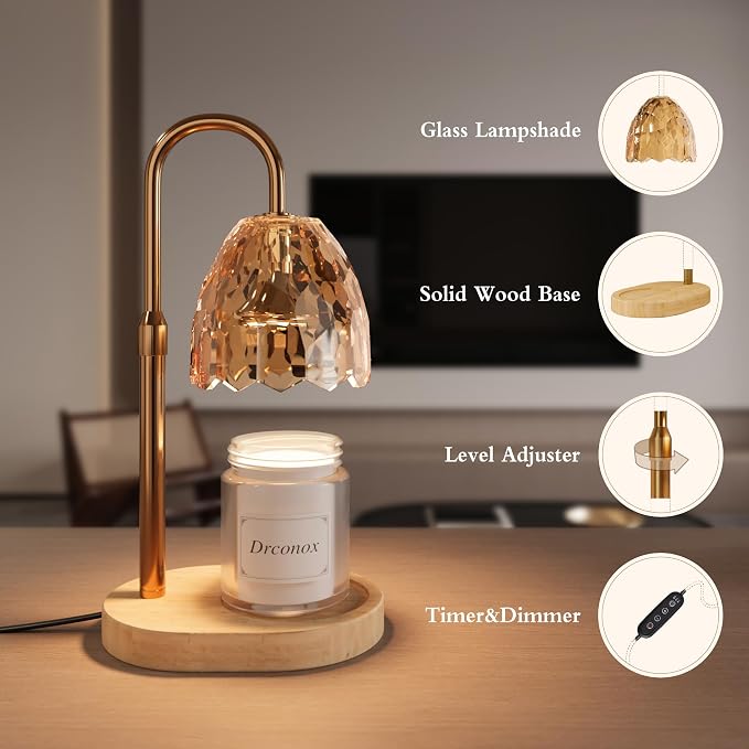 Candle Warmer Lamp with Timer, Adjustable Height & Brightness – Wax Melt Warmer for Jar Candles, Birthday Gifts for Women