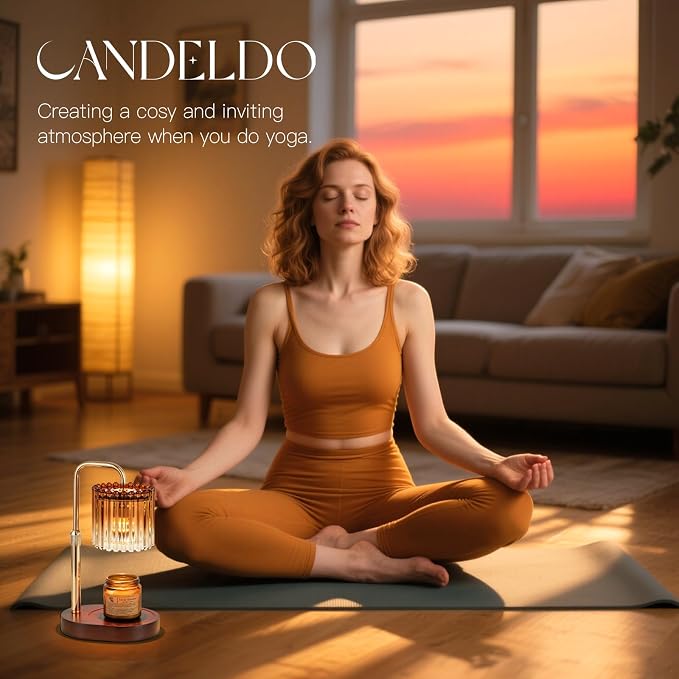 Candle Warmer Lamp with Timer: Amber Candle Warming Lamp with 2 Bulbs Height Adjustable Wax Melt Dimmable Bedroom Decor for