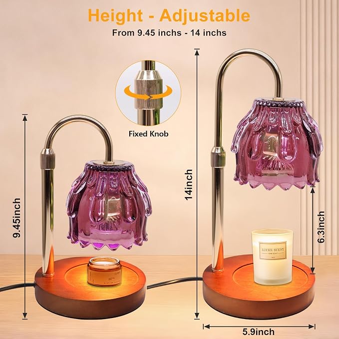 Candle Warmer Lamp with Timer and Dimmer 4-Level Dimmable Flower Light Heat Lamp for Jar Candles Adjustable, alternate view 3