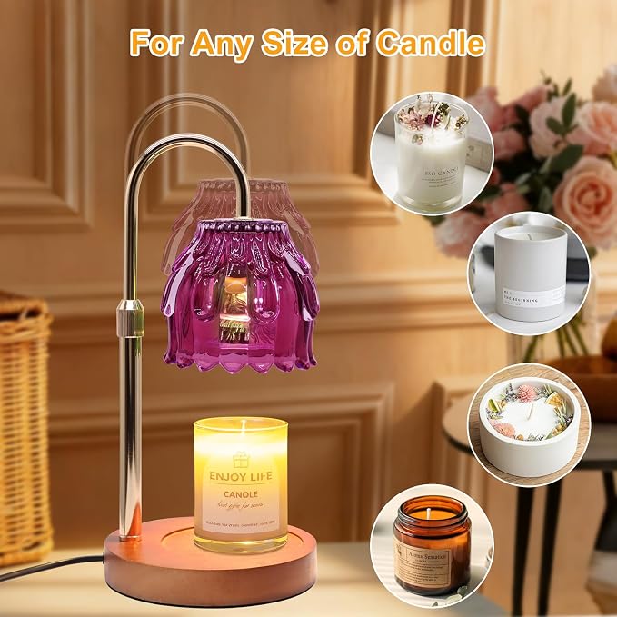 Candle Warmer Lamp with Timer and Dimmer 4-Level Dimmable Flower Light Heat Lamp for Jar Candles Adjustable, alternate view 4