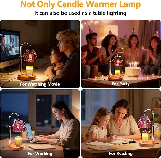 Candle Warmer Lamp with Timer and Dimmer 4-Level Dimmable Flower Light Heat Lamp for Jar Candles Adjustable, alternate view 6