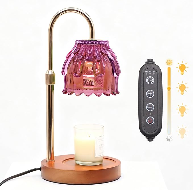 Candle Warmer Lamp with Timer and Dimmer 4-Level Dimmable Flower Light Heat Lamp for Jar Candles Adjustable, alternate view 8