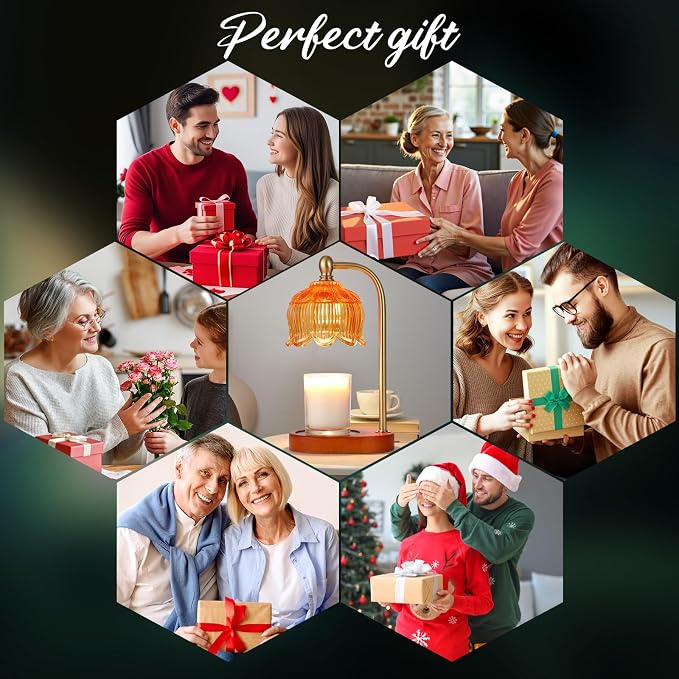 Candle Warmer Lamp with Timer and Dimmer,Electric Amber Light Gifts for Women Melt Wax Warmer Lamp with 2 Bulbs for Candle