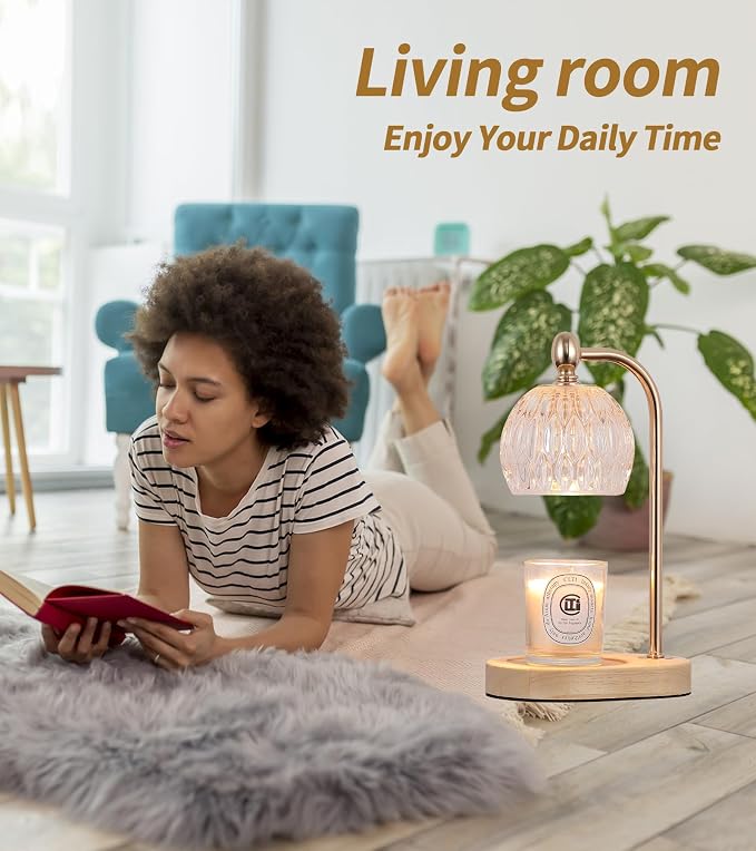 Candle Warmer Lamp with Timer and Dimmer,Flameless Electric Wax Melt Warmer for Jar Candles With 2 Bulbs,House Warming