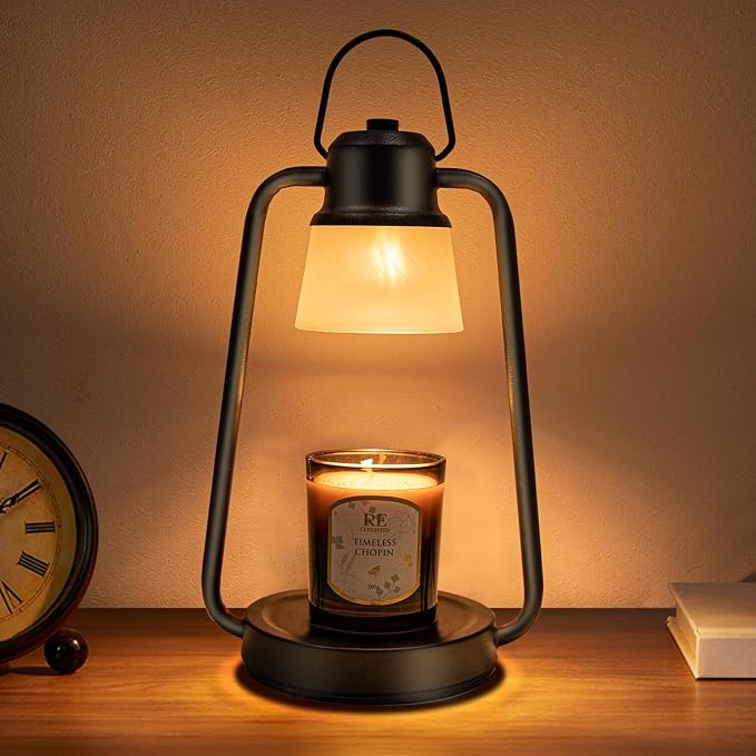 Candle Warmer Lamp with Timer and Dimmer for Jar Candles - Electric Wax Melt Warmer, Vintage Black Decor Lamp, Perfect