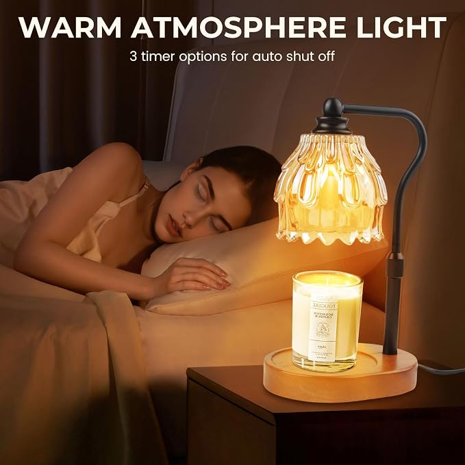 Candle Warmer Lamp with Timer and Wireless Remote Control, Dimmable Candle Warmer for Jar Candles, Height Adjustable Wax