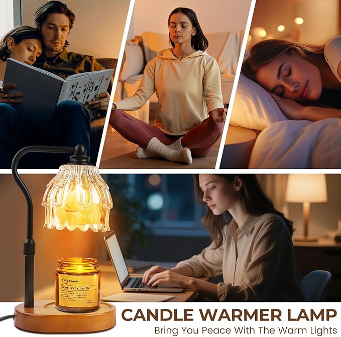 Candle Warmer Lamp with Timer and Wireless Remote Control, Dimmable Candle Warmer for Jar Candles, Height Adjustable Wax
