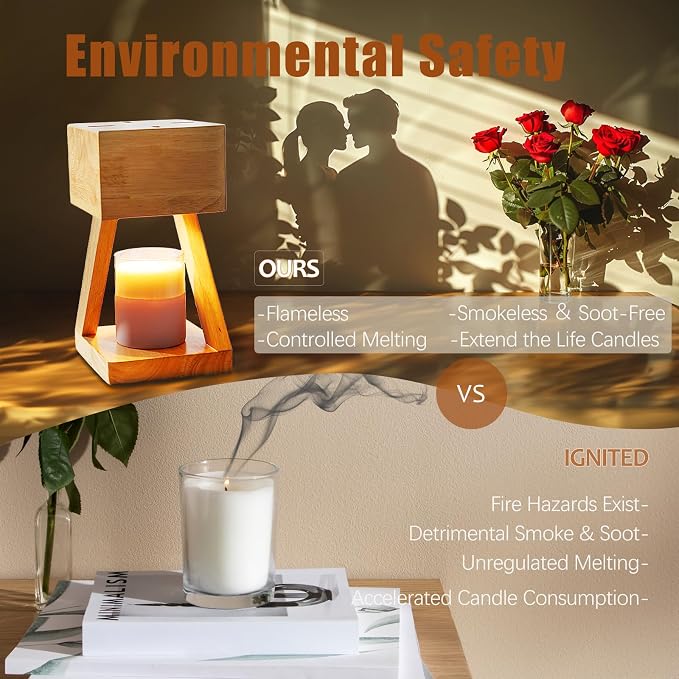 Candle Warmer Lamp with Timer,Bedroom Home Decor Dimmable Wax Melt Warmer for Scented Wax with 2Pcs 50w Bulbs,Perfect for Jar