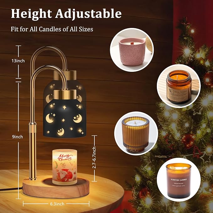 Candle Warmer Lamp with Timer, Candle Warmer Lamp Black - Wax Melt Warmer with Timer, Adjustable Height, Ideal for Jar