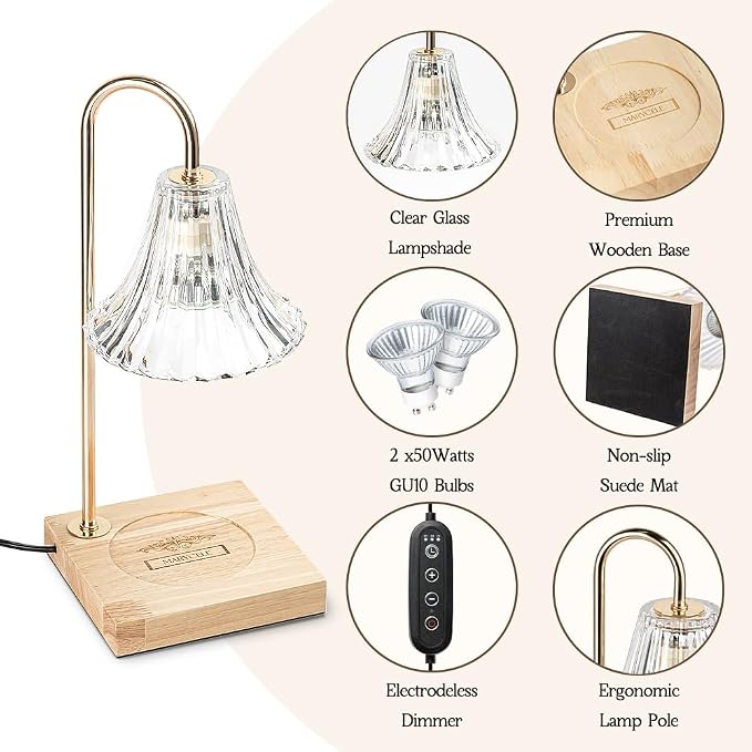 Candle Warmer Lamp with Timer, Candle Wax Warmer Flower Lamp Dimmable, Birthday Day Gifts for Mom Women, alternate product