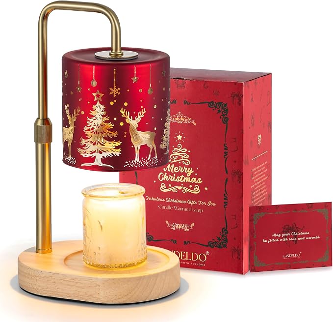 Candle Warmer Lamp with Timer: Christmas Candle Warming Lamp with 2 Bulbs Height Adjustable Wax Melt Warmer Dimmable Home