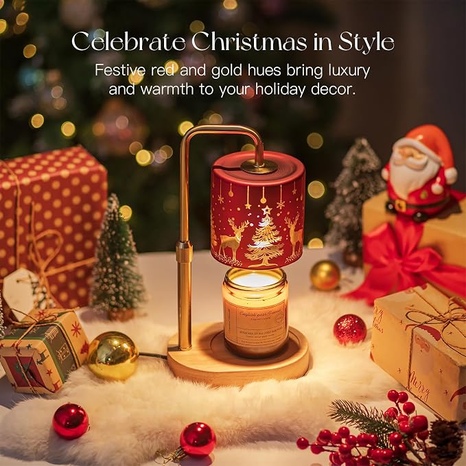 Candle Warmer Lamp with Timer: Christmas Candle Warming Lamp with 2 Bulbs Height Adjustable Wax Melt Warmer Dimmable Home