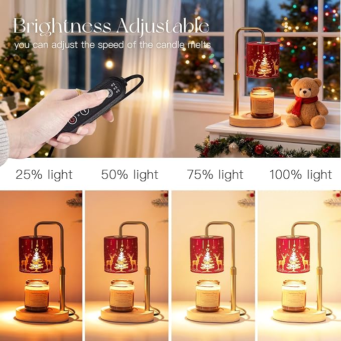 Candle Warmer Lamp with Timer: Christmas Candle Warming Lamp with 2 Bulbs Height Adjustable Wax Melt Warmer Dimmable Home