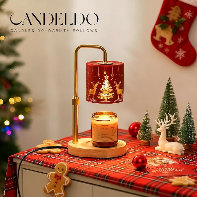Candle Warmer Lamp with Timer: Christmas Candle Warming Lamp with 2 Bulbs Height Adjustable Wax Melt Warmer Dimmable Home
