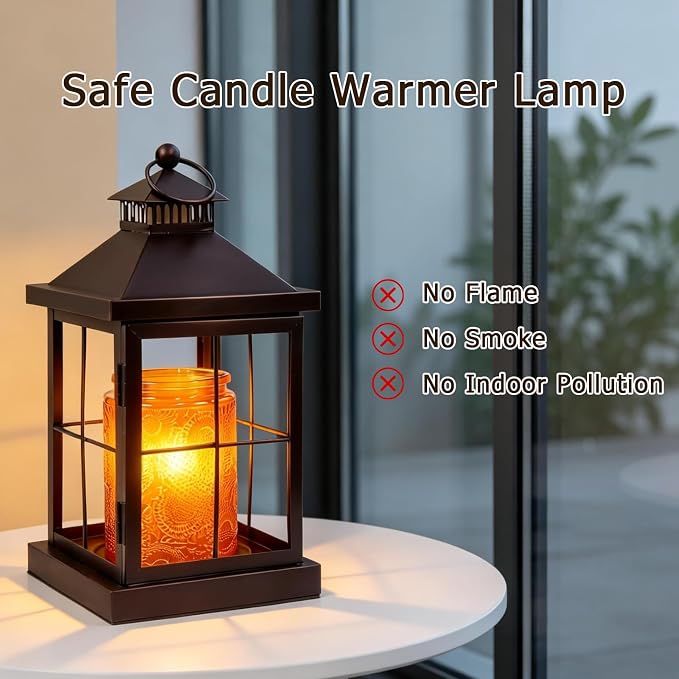 Candle Warmer Lamp with Timer,Compatible with 3 Wick Candles Jars,Vintage Candle Warmer Lantern Lamp,Dimmable Farmhouse