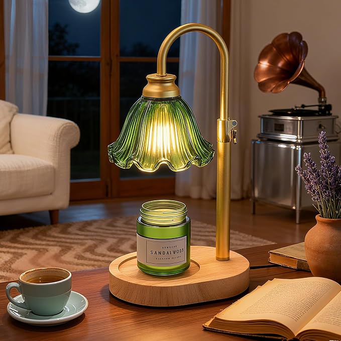 Candle Warmer Lamp with Timer & Dimmable 4-Level Brightness - Adjustable Height,for New Home Bedroom, Gifts for Women(Green