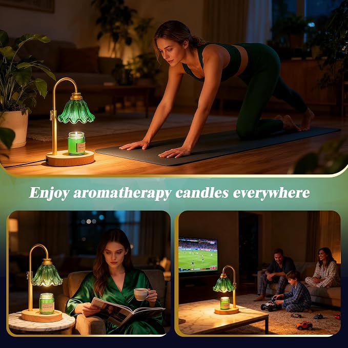 Candle Warmer Lamp with Timer & Dimmable 4-Level Brightness - Adjustable Height,for New Home Bedroom, Gifts for Women(Green