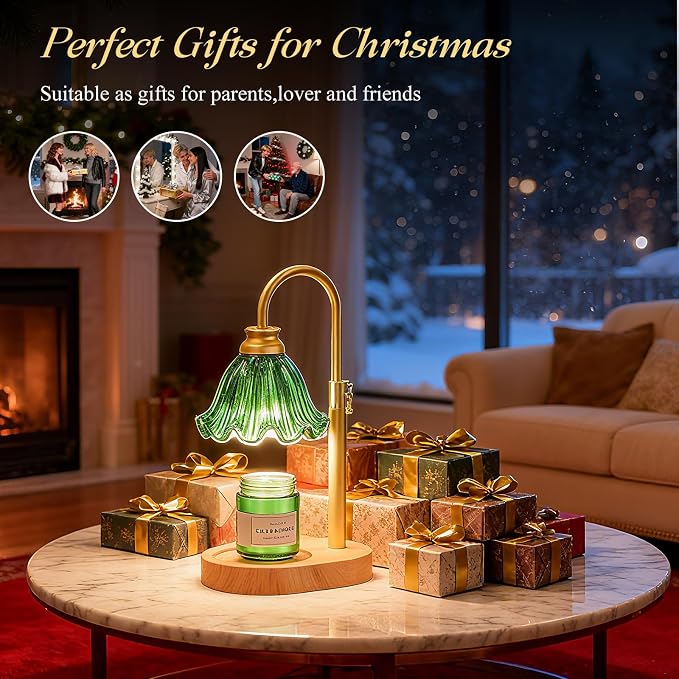 Candle Warmer Lamp with Timer & Dimmable 4-Level Brightness - Adjustable Height,for New Home Bedroom, Gifts for Women(Green