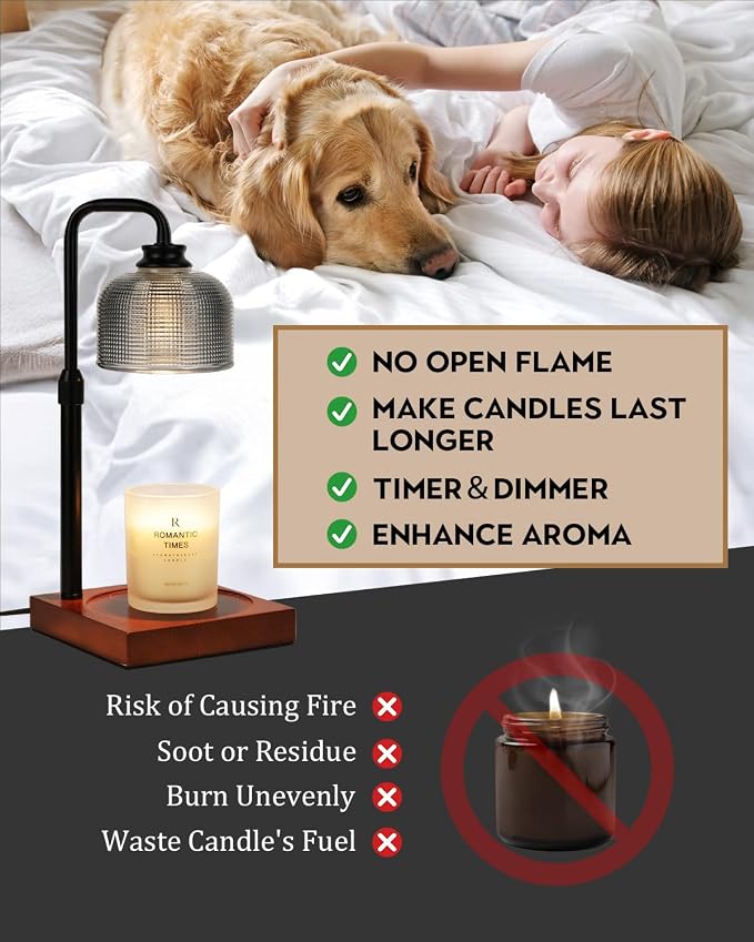 Candle Warmer Lamp with Timer Dimmable, Adjustable Height Candle Warmer, Birthday Gifts for Women Mom House Warming Gifts New