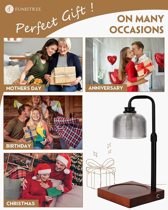 Candle Warmer Lamp with Timer Dimmable, Adjustable Height Candle Warmer, Birthday Gifts for Women Mom House Warming Gifts New