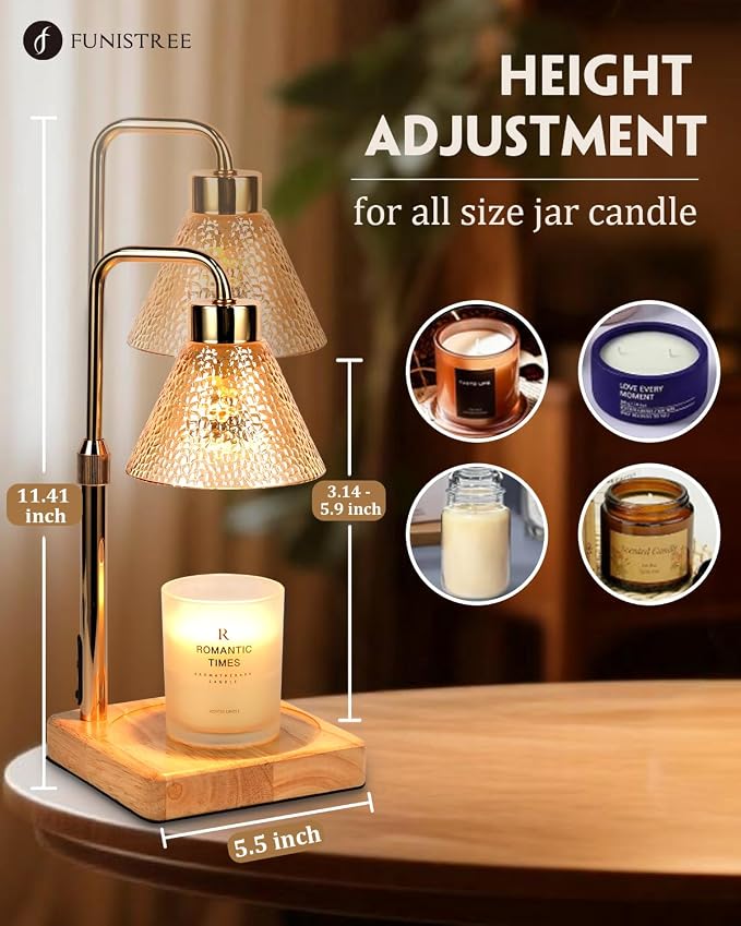 Candle Warmer Lamp with Timer Dimmable, Adjustable Height, Christmas Anniversary Women Gifts for Her Girlfriend, House