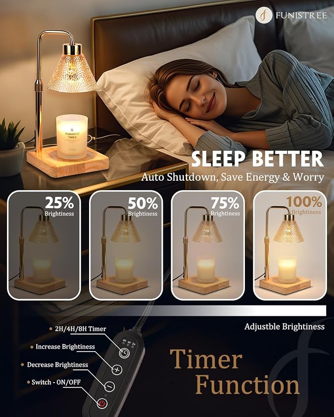Candle Warmer Lamp with Timer Dimmable, Adjustable Height, Christmas Anniversary Women Gifts for Her Girlfriend, House