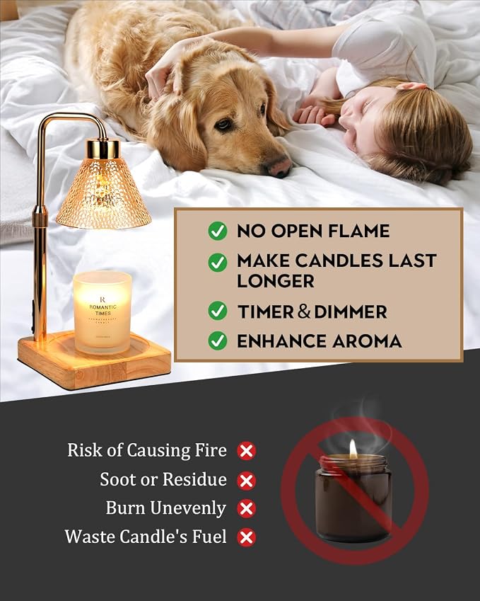 Candle Warmer Lamp with Timer Dimmable, Adjustable Height, Christmas Anniversary Women Gifts for Her Girlfriend, House