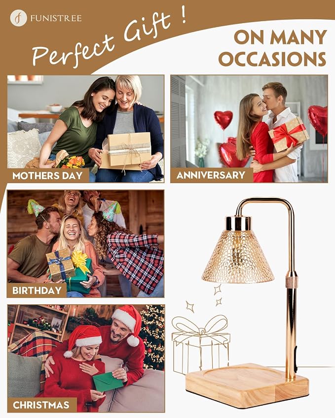 Candle Warmer Lamp with Timer Dimmable, Adjustable Height, Christmas Anniversary Women Gifts for Her Girlfriend, House