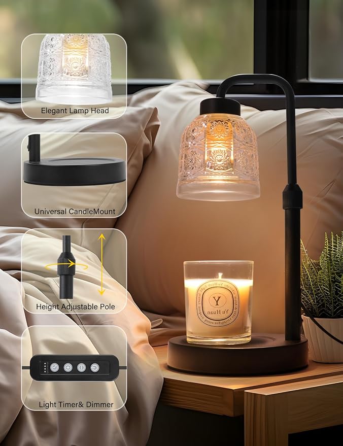 Candle Warmer Lamp with Timer Dimmable, Adjustable Lamp Candle Warmer, Birthday Gifts for Women Mom, alternate product view 5