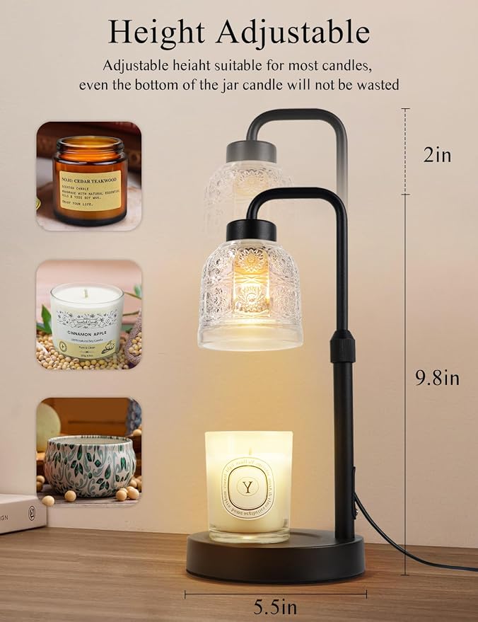 Candle Warmer Lamp with Timer Dimmable, Adjustable Lamp Candle Warmer, Birthday Gifts for Women Mom, alternate product view 6
