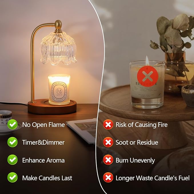 Candle Warmer Lamp with Timer Dimmable,Antique Brass Candle Lamp,Wax Melt Warmer Light for Jar Candles,Mother's, alternate