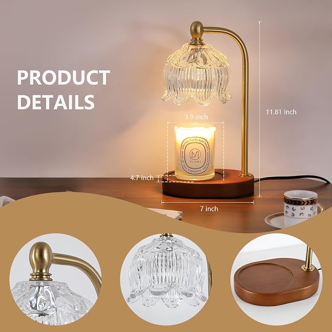 Candle Warmer Lamp with Timer Dimmable,Antique Brass Candle Lamp,Wax Melt Warmer Light for Jar Candles,Mother's, alternate