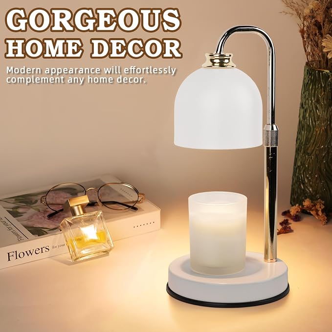 Candle Warmer Lamp with Timer Dimmable, Birthday Gifts for Women Mom, Modern Candle Warmer, White Candle Lamp for Jar Scented