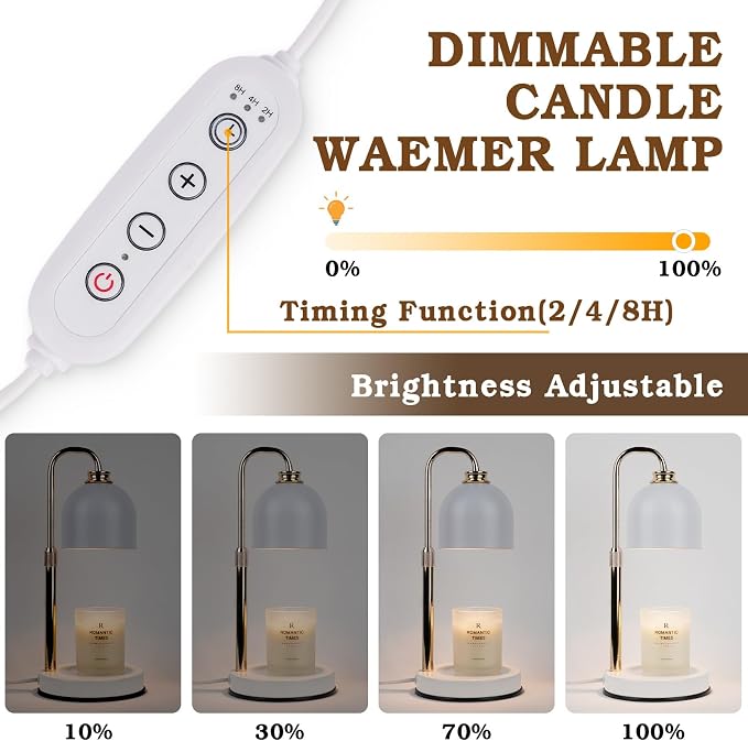 Candle Warmer Lamp with Timer Dimmable, Birthday Gifts for Women Mom, Modern Candle Warmer, White Candle Lamp for Jar Scented
