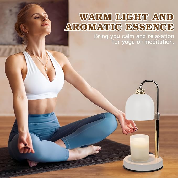 Candle Warmer Lamp with Timer Dimmable, Birthday Gifts for Women Mom, Modern Candle Warmer, White Candle Lamp for Jar Scented