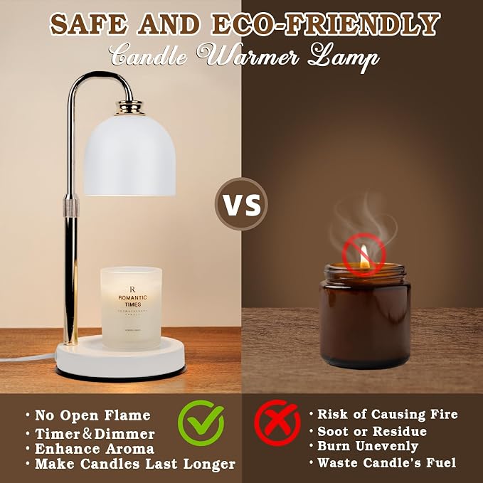Candle Warmer Lamp with Timer Dimmable, Birthday Gifts for Women Mom, Modern Candle Warmer, White Candle Lamp for Jar Scented