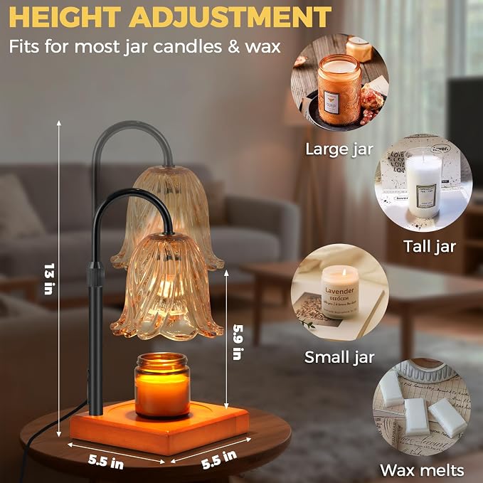 Candle Warmer Lamp with Timer Dimmable, Birthday Gifts for Women Mom, House Warming Gifts New Home Decor, Wax, alternate view