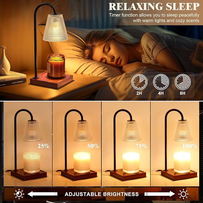 Candle Warmer Lamp with Timer-Dimmable Black Candle Warmer,New Mom Gifts,House Warming Gifts New Home Bedroom Decor,Wax