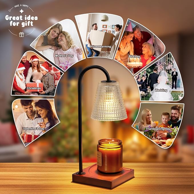 Candle Warmer Lamp with Timer-Dimmable Black Candle Warmer,New Mom Gifts,House Warming Gifts New Home Bedroom Decor,Wax